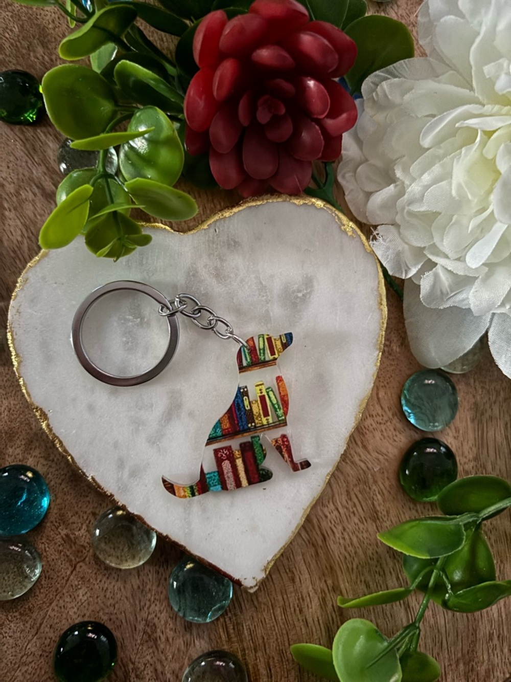 Colorful Bookshelf-Pattern Keychain in Various Shapes